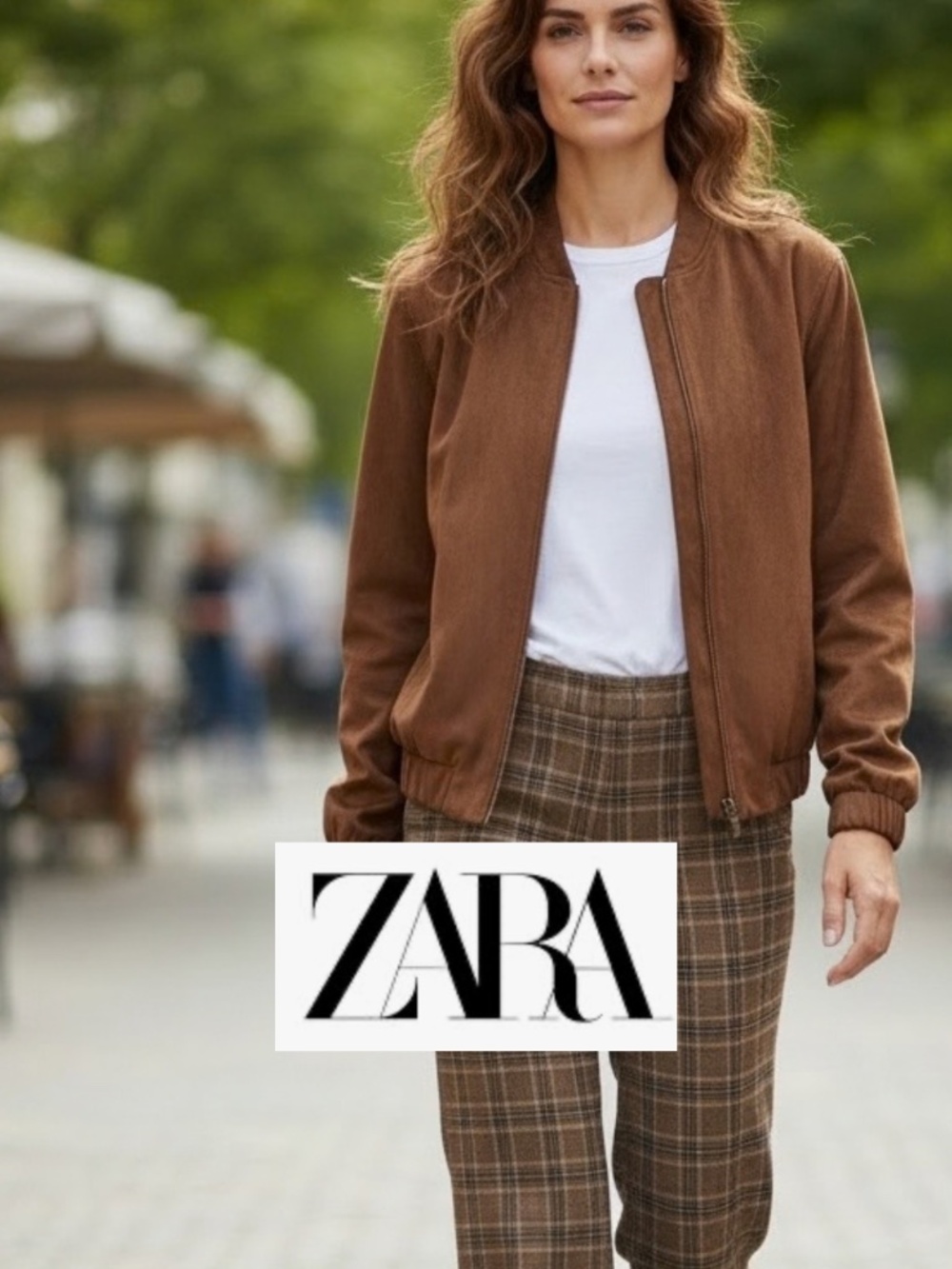 NEW  Zara Cocoa Brown Vegan zip up jacket, XL, GP1586